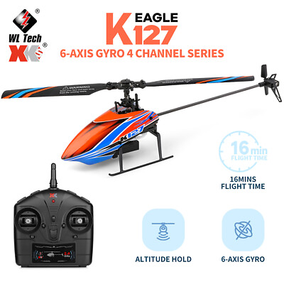 #ad WLtoys K127 RC 2.4G 4CH 6 Aixs Single Blade RC Helicopter RTF 2Battery Toys $66.38