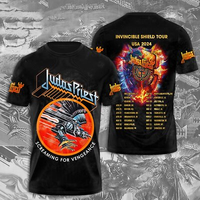 #ad Judas Priest Invincible Shield 2024 Tour ShirtJudas Priest 3D T Shirt All Sizes $26.95