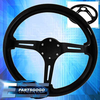 #ad 345mm Deep Dish Steering Wheel Black Center Black Wood Horn Button Delete $64.99
