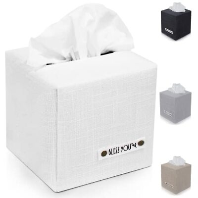#ad Stylish Tissue Box Cover This White Linen Holder Instantly Covers Your Square $12.89