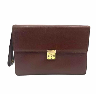#ad Yves Saint Laurent Clutch Bag Leather Second Bag Cassandra YSL Vintage #0199 $79.99