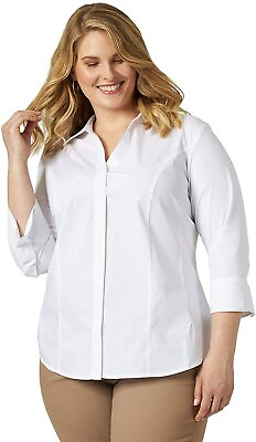 #ad Riders by Lee Indigo Women#x27;s Plus Size Easy Care ¾ Sleeve Woven Shirt $51.60