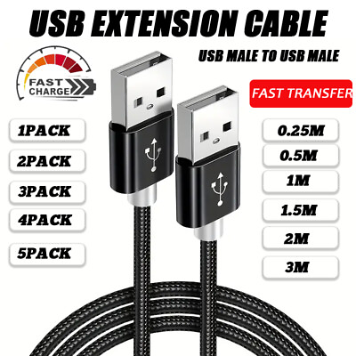 #ad USB 2.0 Cable Type A Male to A Male High Speed Data Transfer Charger Cord Lot $3.28