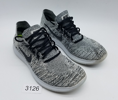 #ad Nike Free RN Flyknit 2017 Mens Size 8.5 Running Shoes Black White Oreo *See desc $54.99