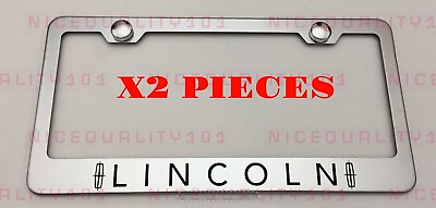 #ad 2X Lincoln Stainless Steel Chrome Mirror Finished License Plate Frame Holder $21.00