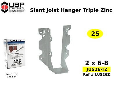 #ad 2 x 6 8 Joist Hanger Face Mount Steel Slant Wood Support USP JUS26 TZ 25 $41.00