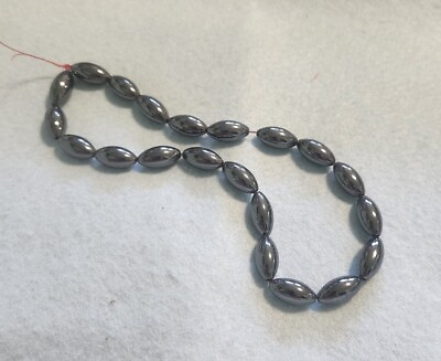 #ad Hematite 10x18mm Rice Or Oval Beads 16 Inch Strand Temporarily Strung $8.00