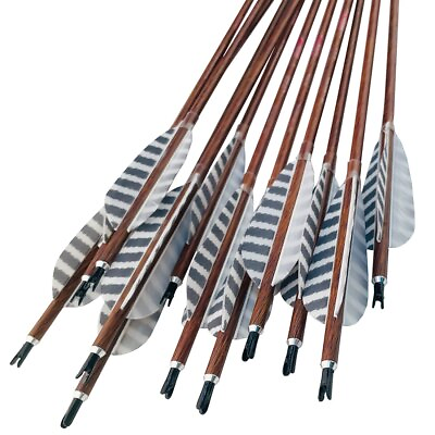 #ad 6pcArchery 32 Inch Pure Carbon Arrows Spine 300 900 4quot; Feather Wood Skin Arrows $83.33
