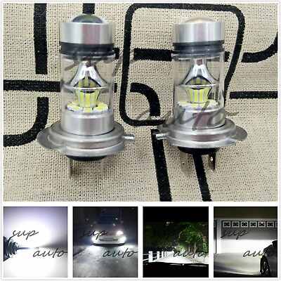 #ad Super Bright Premium H7 6000K White 55W CSP LED Conversion Bulbs Kit Fog Light $14.99