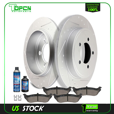 #ad 4X Ceramic Brake Pads and 2X Rotors Rear For Ford Explorer 2002 2005 Slotted $88.66