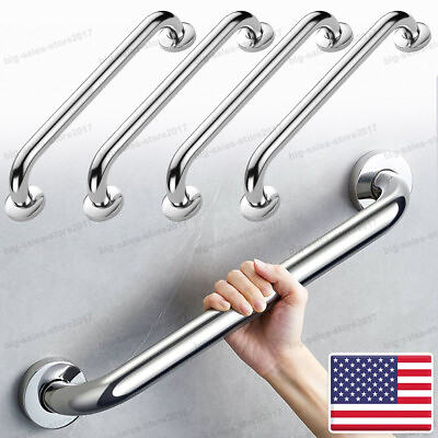 #ad 4Pcs Stainless Steel Bathroom Bathtub Grab Bar 12” Handicap Safety Hand Rails US $14.25