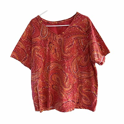 #ad Catherines Womens 1X 18 20W Plus Shirt Short Sleeve Casual Pullover Orange Melon $11.89