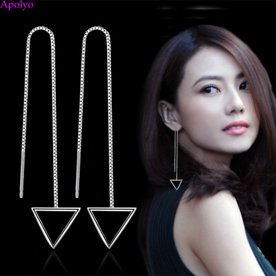 #ad 925 Sterling Silver Women Korean Tassel Drop Dangle Threader Earrings Xmas Gift $7.17