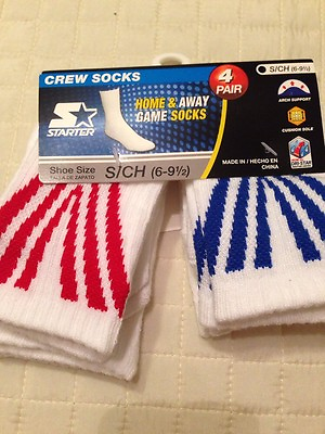#ad NEW 4 Pair S Ch 6 9.5 Child Crew Socks Starter Home amp; Away Game Socks White $4.97