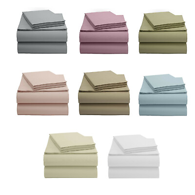 Organic Cotton Sheet Set 300 Thread Count percale Bed fitted Flat Pillowcases $20.10
