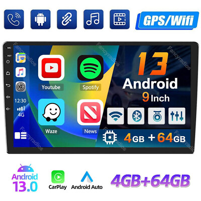 #ad 9inch Android 13 464GB Car Stereo Radio GPS WIFI Apple Carplay Double 2 Din BT $77.99