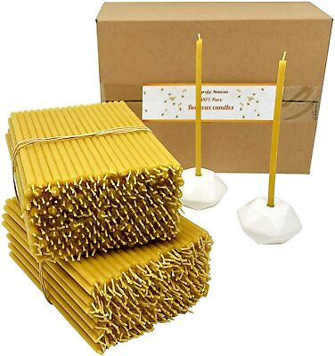 #ad 500 Natural 100% Pure Beeswax Taper Candles 6quot; Natural Honey Scent Bulk $89.95
