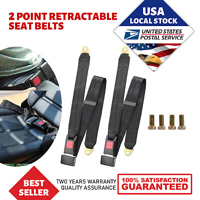 #ad 2Pack Universal Lap Seat Belt 2 Point Adjustable Retractable Car Single Seat Lap $13.88