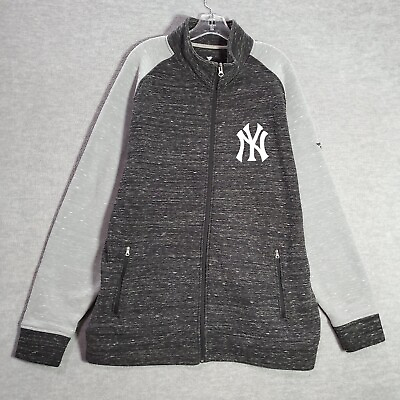 #ad New York Yankees Men Jacket 2XL Gray Fanatics Logo Runners Track Raglan Full Zip $21.50