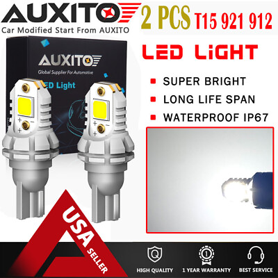 #ad 2X AUXITO 921 T15 Error Free LED SMD Reverse Light Bulbs 6500K White Canbus EAW $12.34