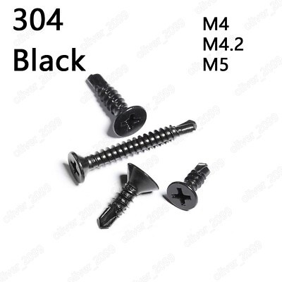 #ad Black 304 Stainless Steel Phillips Countersunk Head Self Drilling Screws M4 M5 $60.31