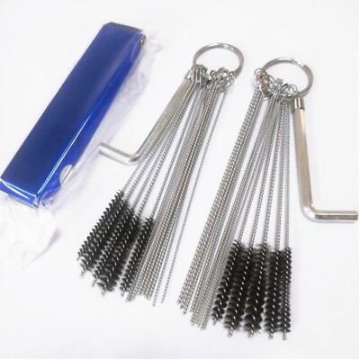 #ad 20 Needle Wires Brush Tool 13 Carb Dirt Jet Cleaner Set Carburetor Cleaning Kit $8.39