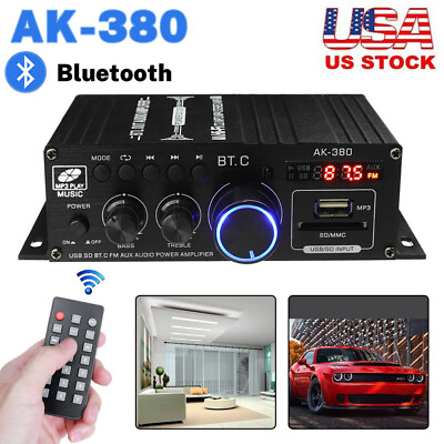 #ad 800W 2 Channel bluetooth Mini HIFI Power Amplifier Audio Stereo Amp Home Car FM $22.95