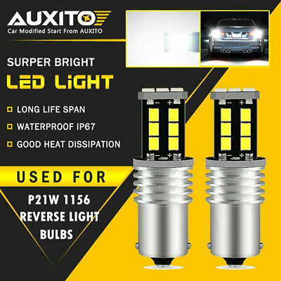 #ad AUXITO 2400LM BA15S 7506 1156 LED 6500k Xenon White Light Reverse Bulbs P21W AP1 $10.44