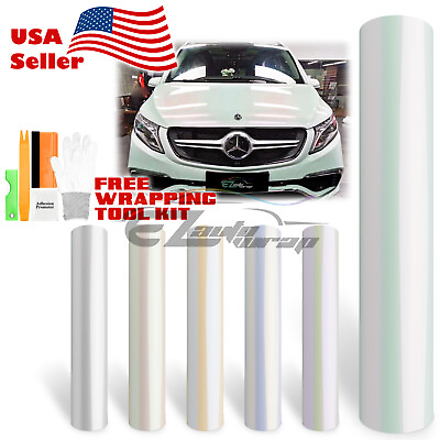 #ad Premium Gloss Pearl White Vinyl Wrap Full Entire Car Auto Sticker Bubble Free $4.99