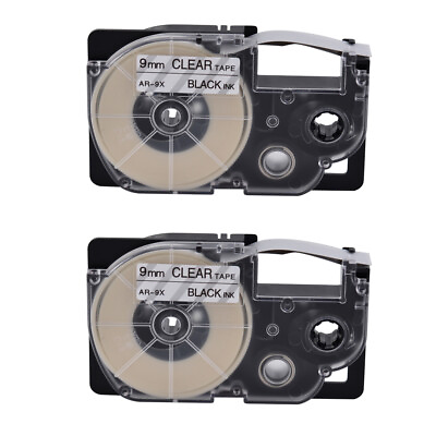 #ad 2PK Black on Clear Tape Cartridge XR 9X for Casio KL 60 EZ Label Printer $9.89