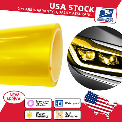 #ad Car Gloss Tint Headlight Fog Light Taillight Vinyl Film Sticker Golden Yellow US $8.49