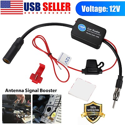 #ad Car Stereo FM amp; AM Radio Signal Antenna Signal Amplifier Auto Aerial Amp Booster $6.95