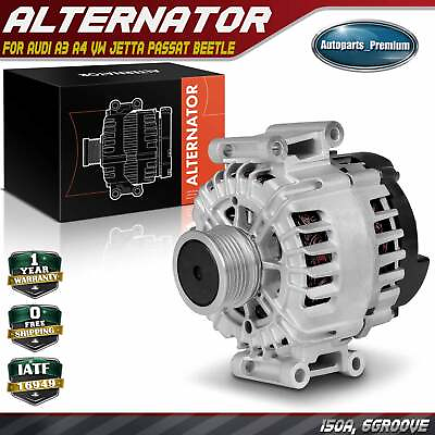 #ad #ad Alternator for Audi A3 2008 2013 A4 VW Jetta Passat Beetle 150A 12V CW 6 Groove $109.99