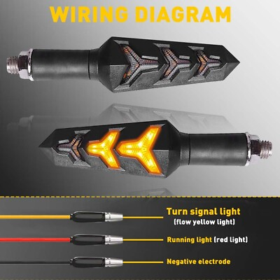 #ad 2Pcs Sequential Flowing LED Motorcycle Turn Signal Lights Brake Lamp Left Right $12.99
