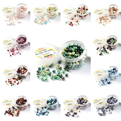 #ad 1 Box Environmetal Glass Pearl Beads Round Smooth Loose Beads Color Select 4 8mm $8.12