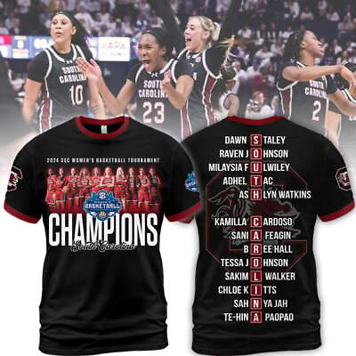 #ad South Carolina Gamecocks 2024 SEC Women’s Basketball Champions Shirts Black $10.99
