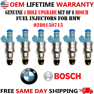 #ad 4 Hole Upgrade 6 pieces Bosch Genuine Fuel Injectors for 87 91 BMW 325i 2.5L V6 $179.60