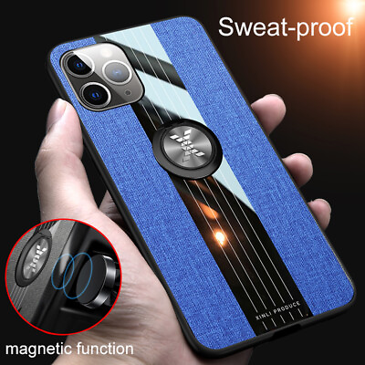 #ad For iPhone 14 13 Pro Max 12 11 Pro XR Cases Cloth Finger Ring Stand Magnet Cover $5.54