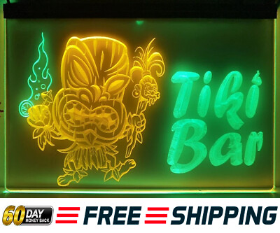 #ad Tiki Bar Mask LED Neon Light Sign Beer Hot Tub Open Display Wall Art Lamp Décor $59.95