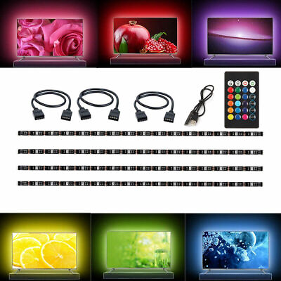 #ad 4 x 50CM USB 5050 RGB LED Strip Light TV LED Backlight Kit 5V 30 Leds w Remote $9.35
