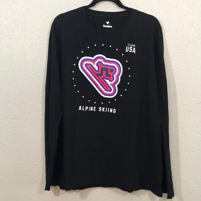 #ad Fanatics Team USA Alpine Skiing Black Long Sleeve Screen Print T Shirt size XL $12.25