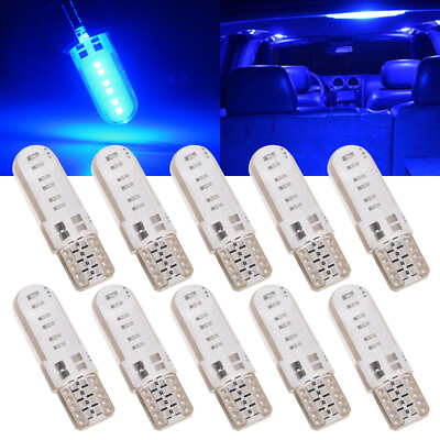 #ad 10Pcs 194 168 Blue LED Bulb T10 501 Side Light Bulbs Car W5W License Plate Lamp $13.99