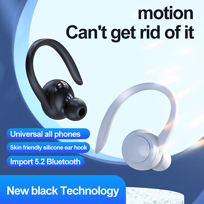 #ad New Bluetooth 5.2 Headset Wireless Earbuds Earphones Stereo Headphones Ear Hook $9.98