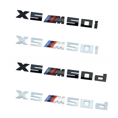 #ad For X5 Series Chrome Black X5 M50i M50d Letters Rear Trunk Emblem Badge Sticker $19.99