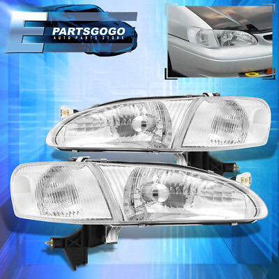 #ad For 98 00 Toyota Corolla Chrome Headlights LeftRight Clear Signal Corner Lamp $56.99