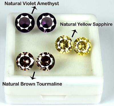 #ad 6 Pcs Yellow Sapphire Brown Tourmaline amp; Amethyst 17 Ct Lot Natural Certified $46.17