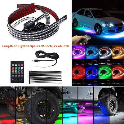 4X RGB Car Under LED Tube Underglow System Underbody Neon Light Strip Lamp D $26.99