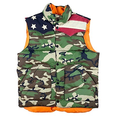 #ad DENIM amp; SUPPLY Ralph Lauren USA Flag Puffer Down Gilet Camouflage Reverse Size M GBP 69.95