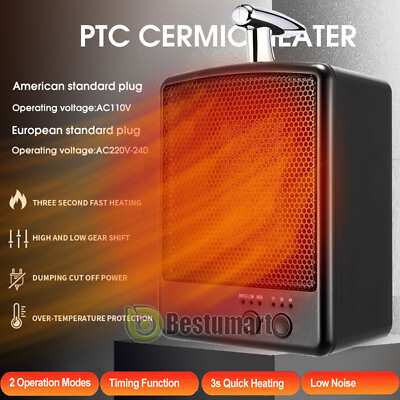 #ad NEW 1000W 900W Portable Electric PTC Ceramic Space Heater Fan Adjustable W Timer $43.77