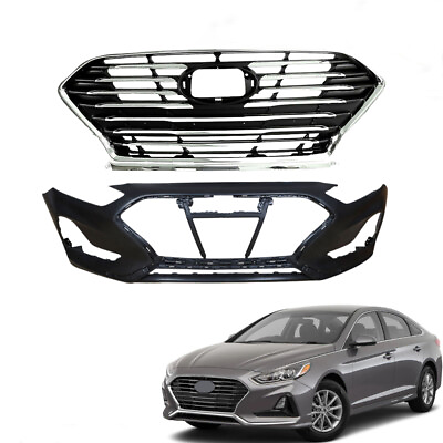 #ad Front Bumper Plastic For 2018 2019 Hyundai Sonata Cover And Front Upper Grille $174.99
